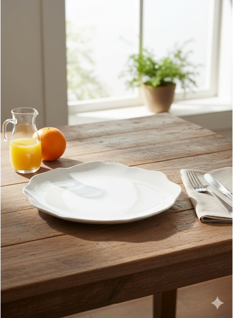 Rosa By Fathy Mahmoud Matt White Reef Porcelain Dinner Plate With Durable Material For Home 28 × 2.8 cm - Image 1